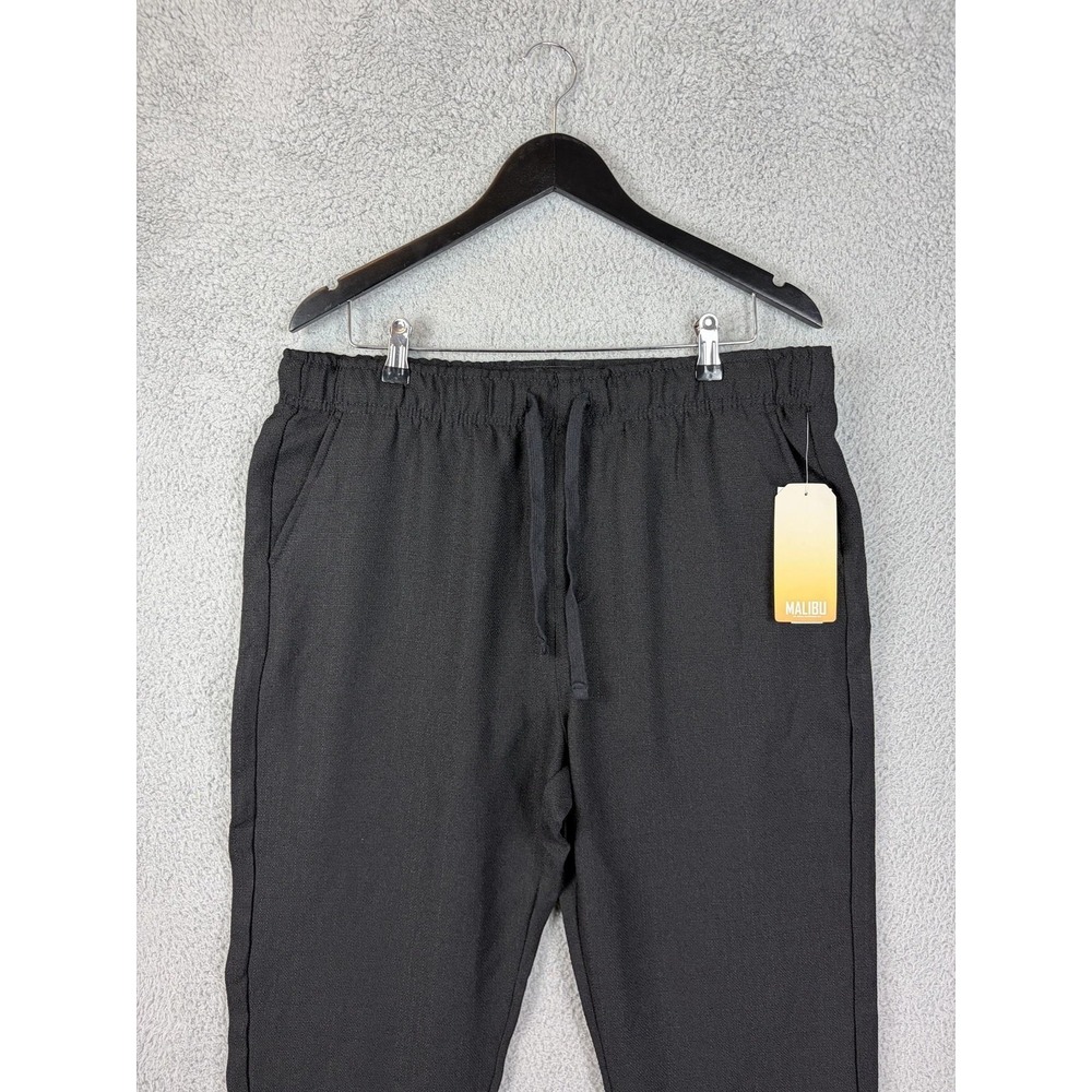 Malibu Jogger Pants Mens XL Black Crepe Elastic Waist Tapered Casual Regular Fit